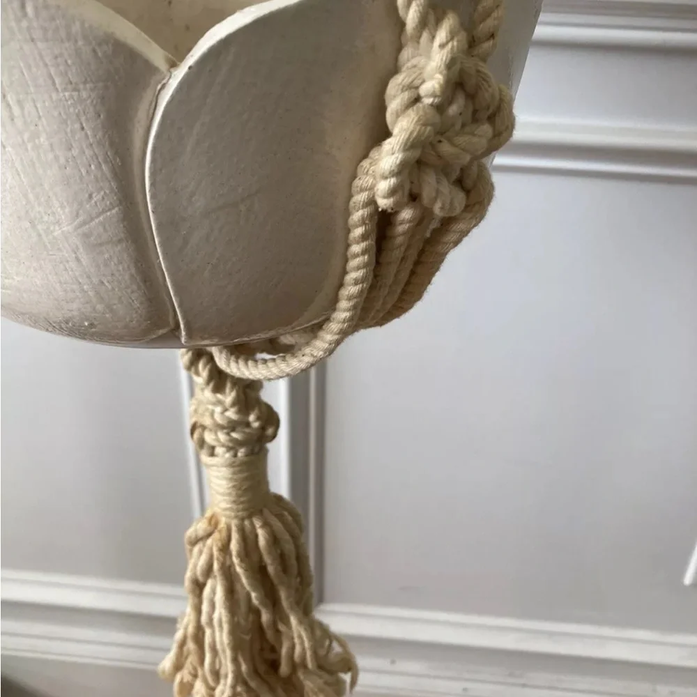 70s Macrame Hanging Lamp Planter Hand Crafted One-of-a-Kind